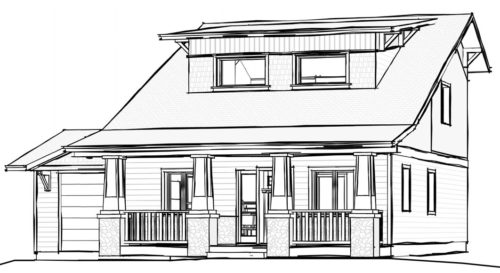 Albany Craftsman Passive House Front Perspective Sketch